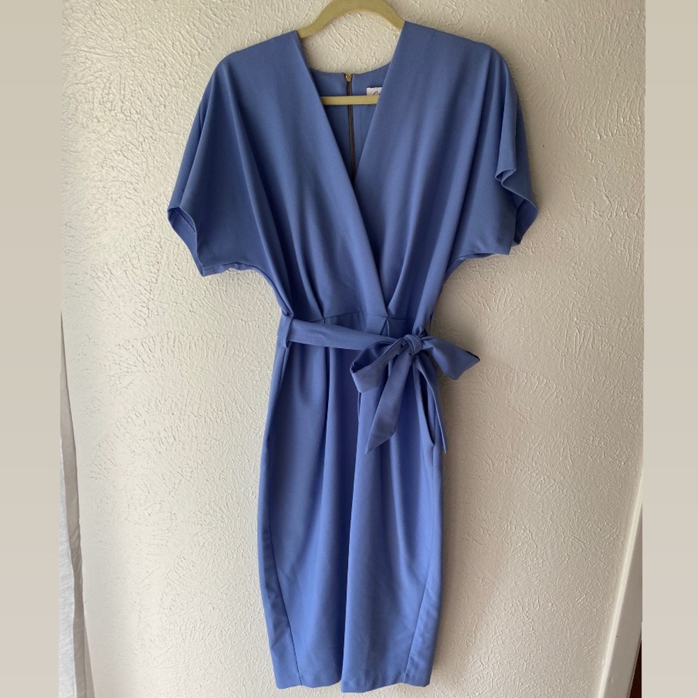 Powder Blue Wrap Cocktail Dress